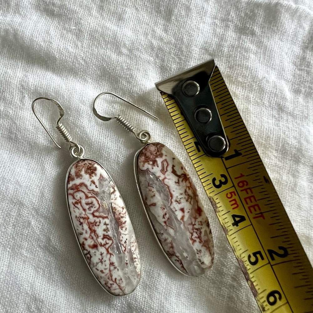 925 Quartz Vein in Crazy Lace Agate Earrings - Picture 4 of 9
